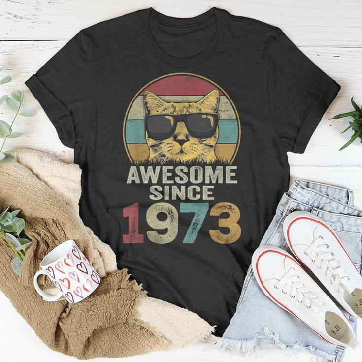 Awesome Since 1973 50Th Birthday 50 Year Old Cat Lovers T-Shirt Unique Gifts
