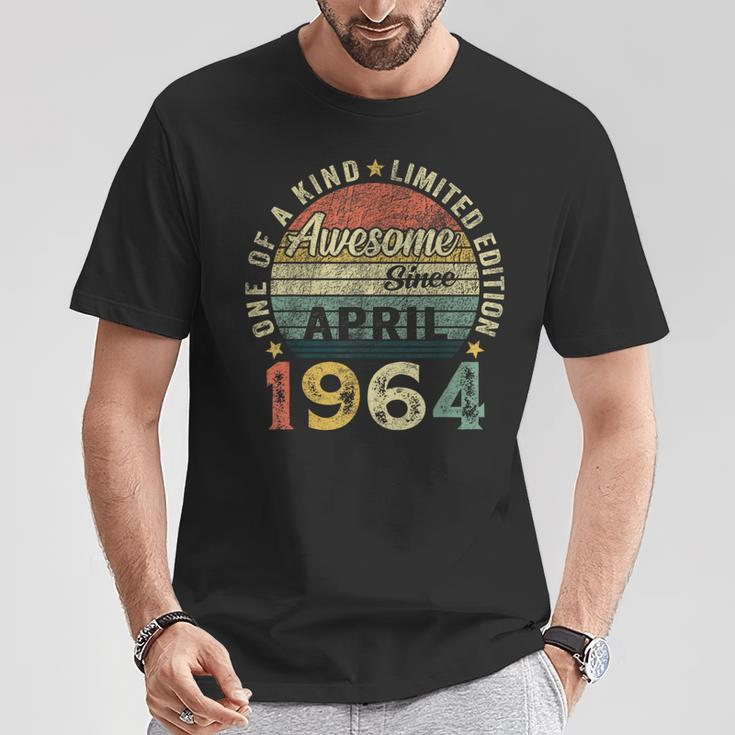 Awesome Since April 1964 Vintage 60Th Birthday Dad T-Shirt Funny Gifts