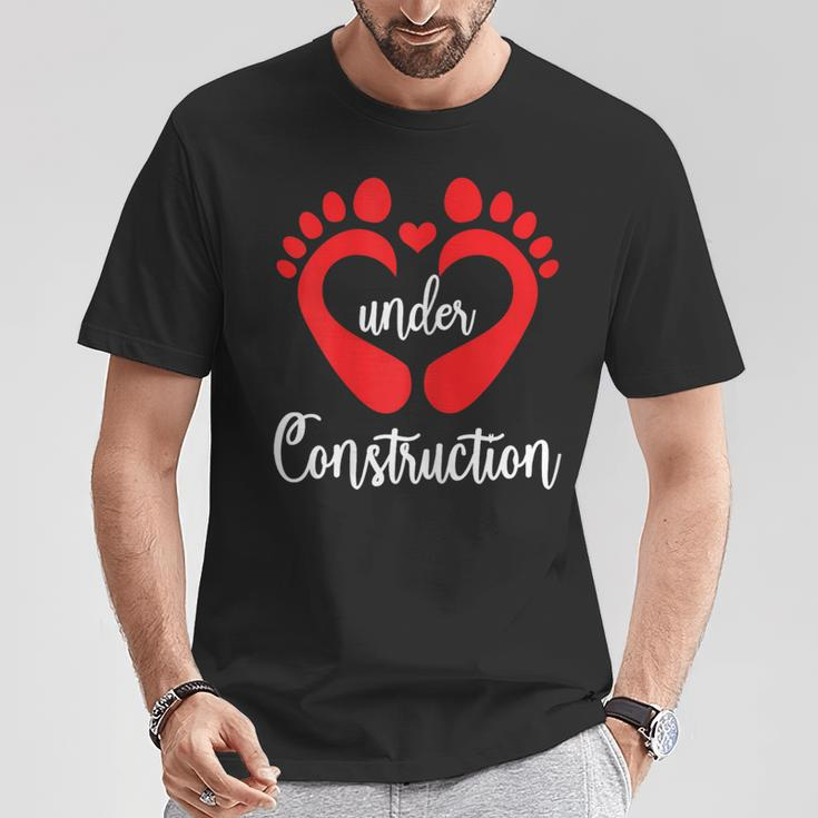 Baby Under Construction Baby Feet Heart Pregnant Maternity T-Shirt Personalized Gifts