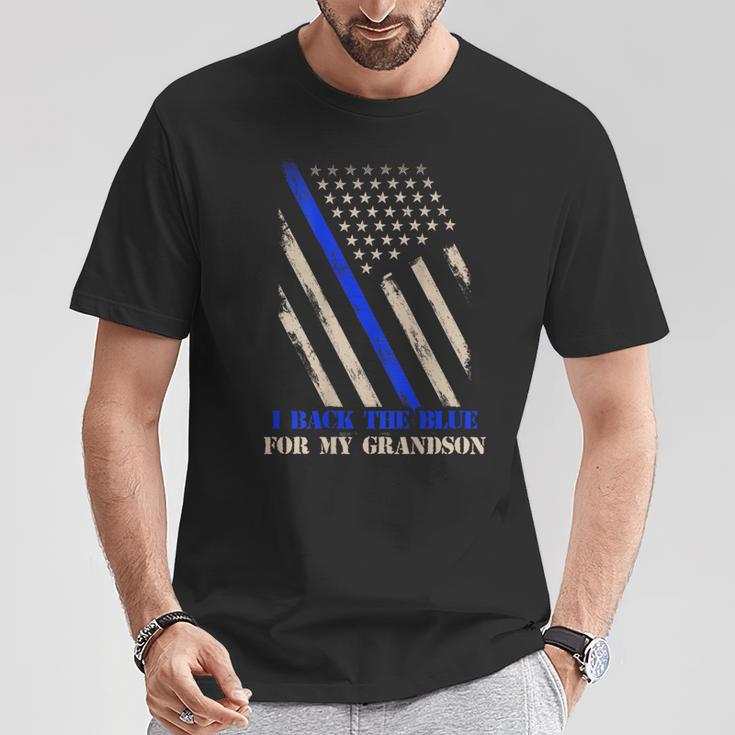 Back The Blue For My Grandson Police Officer's Grandparents T-Shirt Unique Gifts