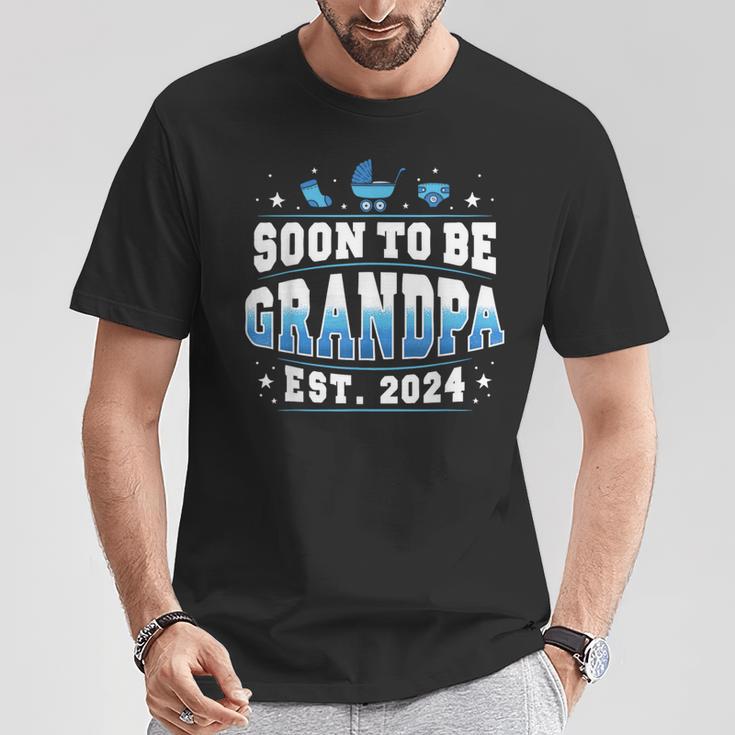 Bald Wird Opa 2024 Neue Papa Schwangerschaft Enthüllen T-Shirt Lustige Geschenke