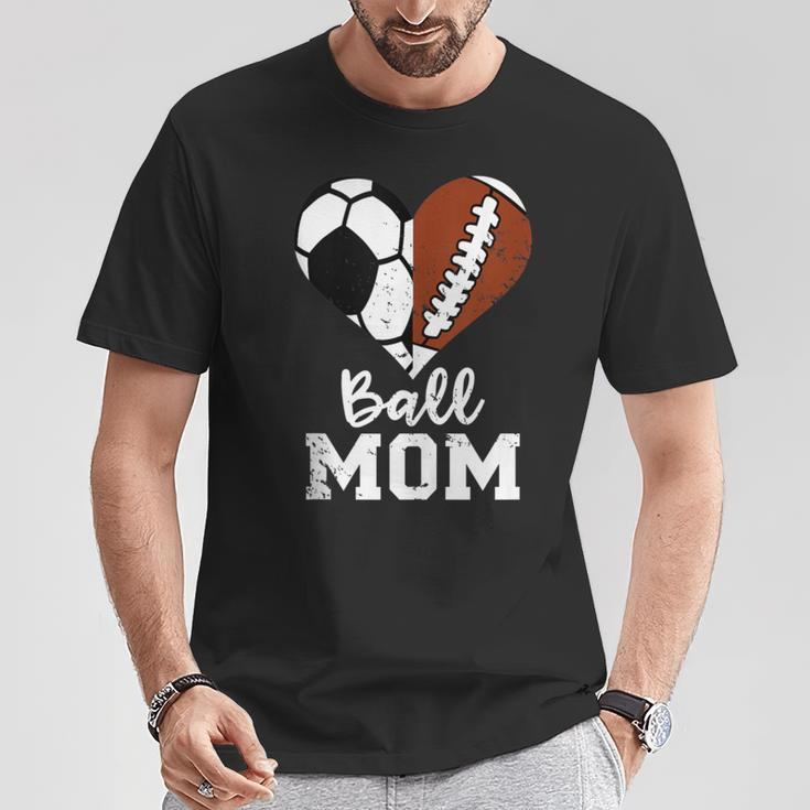 Ball Mom Heart Football Soccer Mom T-Shirt Unique Gifts