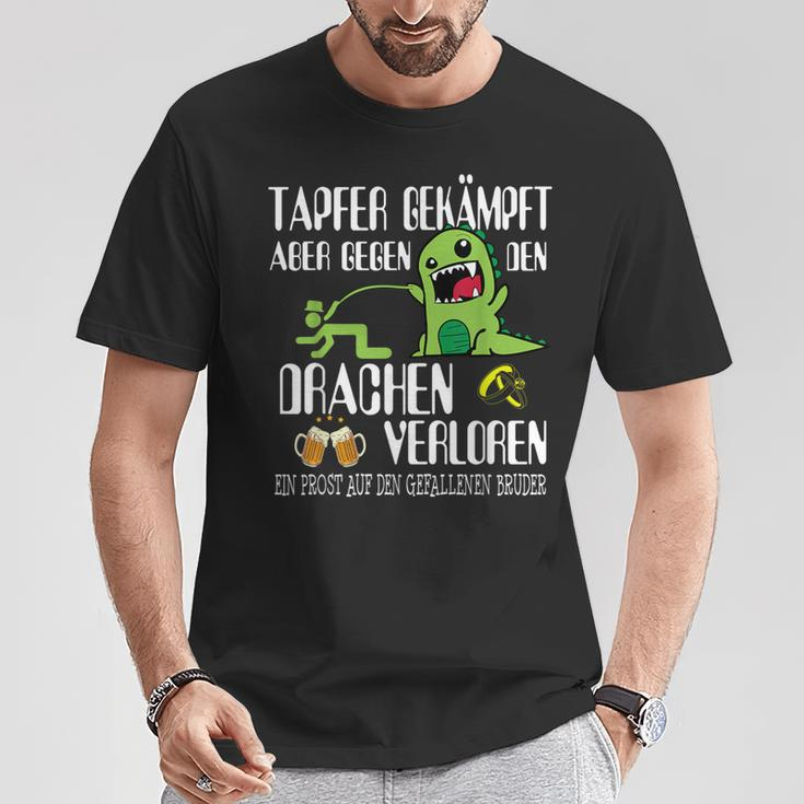 With Bapfer Fighter Dragon Poltern Stag Night Black S T-Shirt Lustige Geschenke