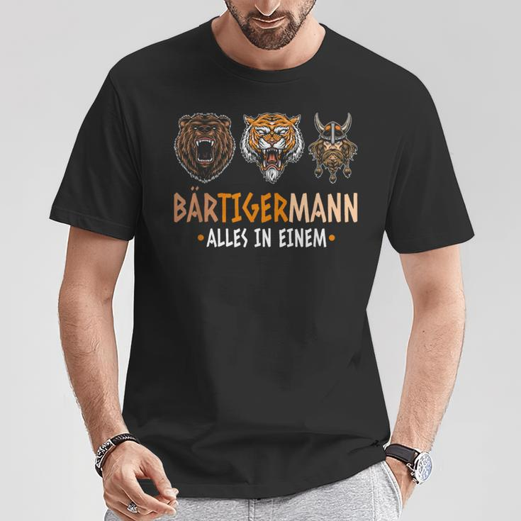 Bärtigermann Alles In Einem Bär Tiger Viking Man T-Shirt Lustige Geschenke