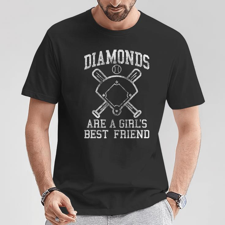 Baseball Girls Diamonds Are A Girls Best Friend Baseball T-Shirt Personalized Gifts