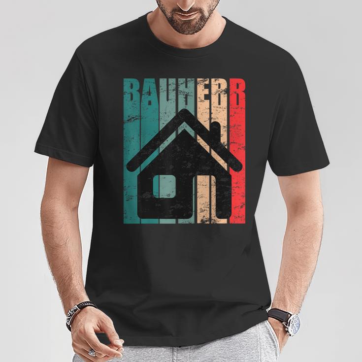 Bauherr Hausbau Eigenheim Vintage Slogan Immobilie T-Shirt Lustige Geschenke