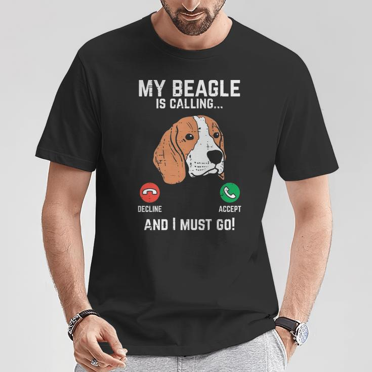 Beagle Is Calling I Must Go Pet Dog Lover Owner T-Shirt Unique Gifts