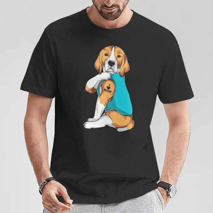 Beagle I Love Mom Apparel Dog Mom Womens T-Shirt Unique Gifts