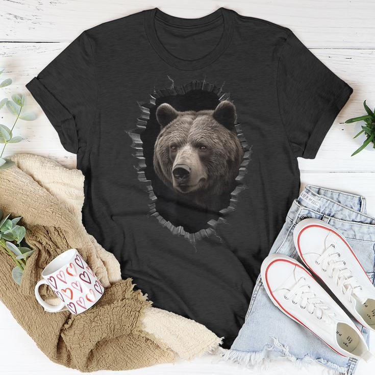 Bear Peeping Out Of The Wall Animal Zoo Bear T-Shirt Unique Gifts