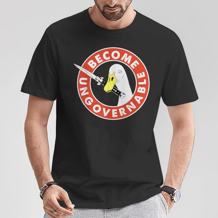 Become Ungovernable Goose Knife Quote T-Shirt Unique Gifts