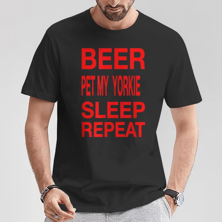 Beer Pet Yorkie Sleep Repeat Red CDogLove T-Shirt Unique Gifts