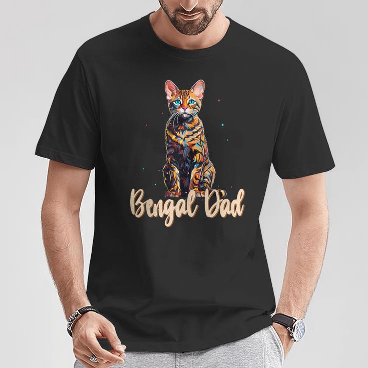 Bengal Katzen-Papa Cat Dad Daddy Father Haustiere Familie T-Shirt Lustige Geschenke