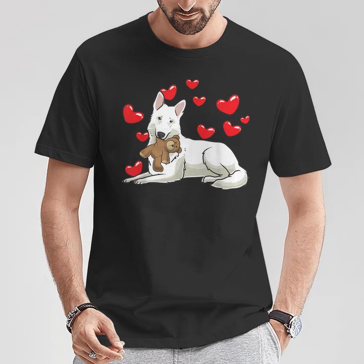 Berger Blanc Suisse Cuddly Toy And Vielen Herzen S T-Shirt Lustige Geschenke