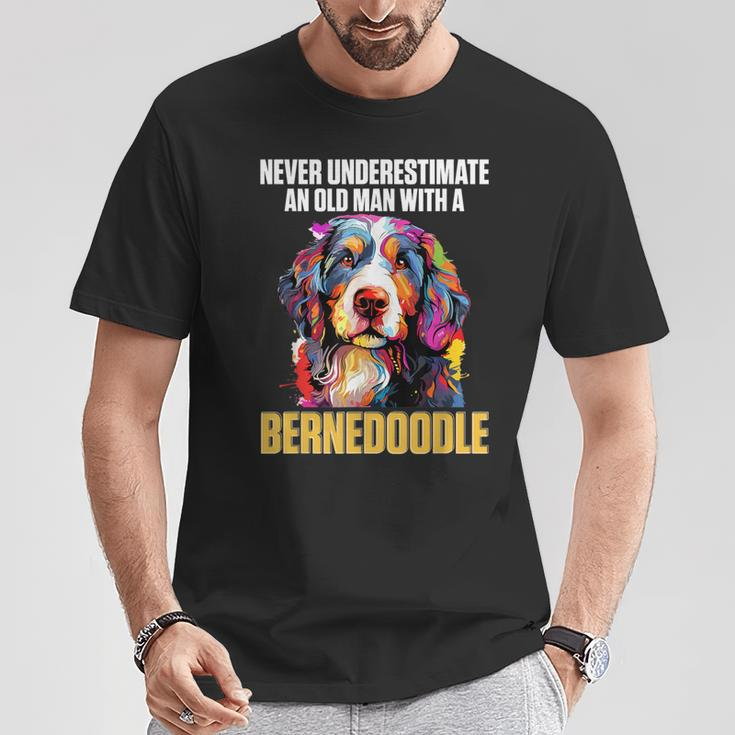 Bernedoodle Dog Breed Pet Never Underestimate A Old Man T-Shirt Unique Gifts