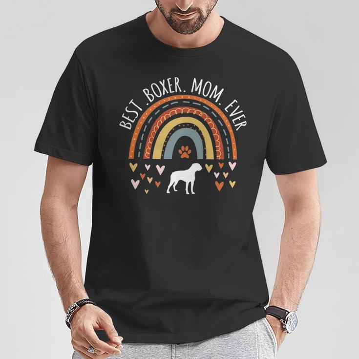 Best Boxer Mom Ever Rainbow For Boxer Dog Lover Mama T-Shirt Unique Gifts