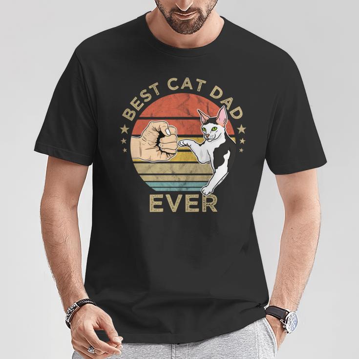 Best Cat Dad Ever Retrointage Katze Katzen Papa Geschenk T-Shirt Lustige Geschenke