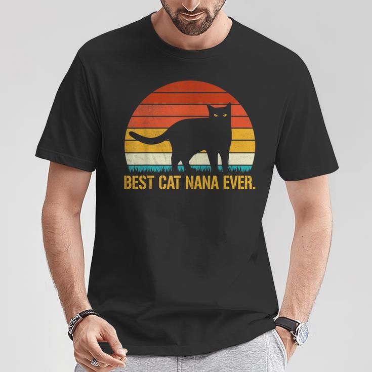 Best Cat Nana Ever Vintage Retro Cat Kitten Lover T-Shirt Unique Gifts