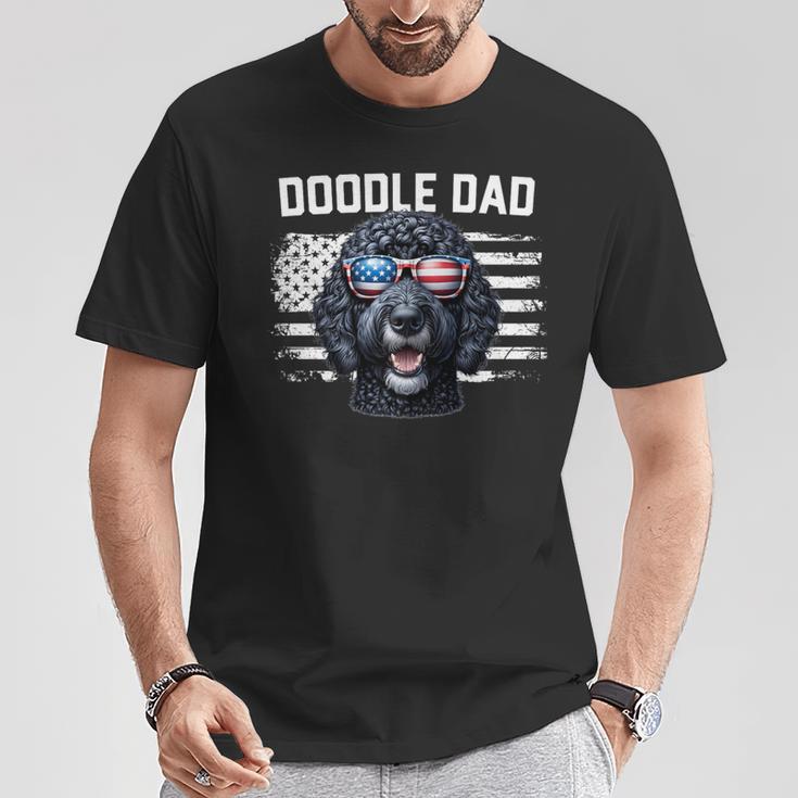 Best Doodle Dad American Flag Black Goldendoodle Dad T-Shirt Unique Gifts