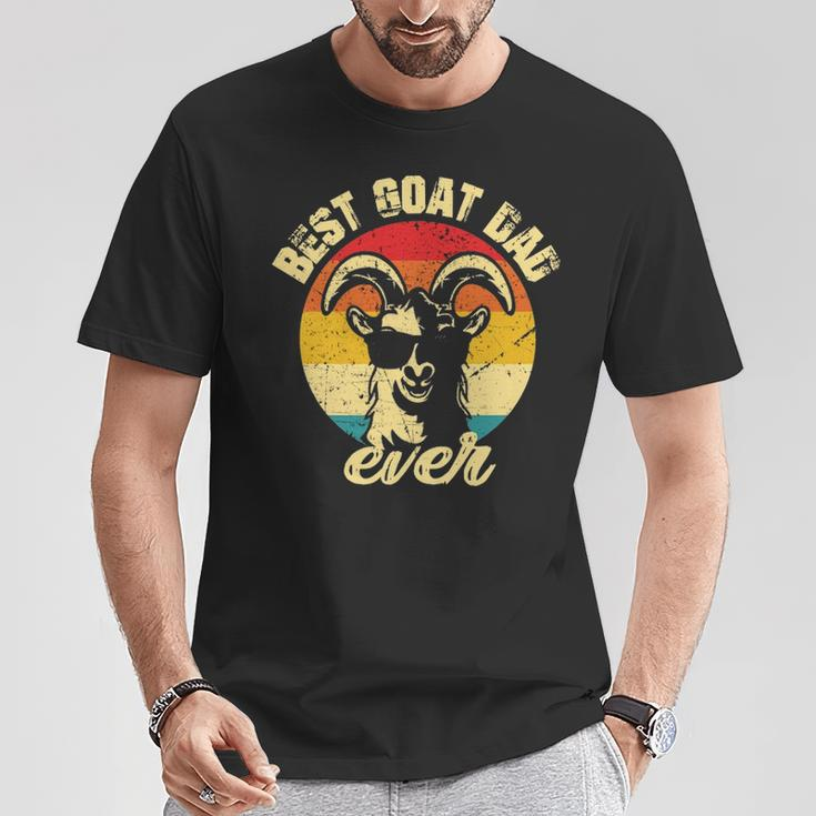 Best Goat Dad Ever Face Retro Vintage Sunset T-Shirt Unique Gifts