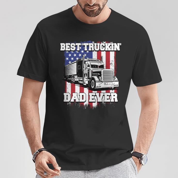 Best Truckin Dad Ever Big Rig Trucker Father's Day Vintage T-Shirt Unique Gifts
