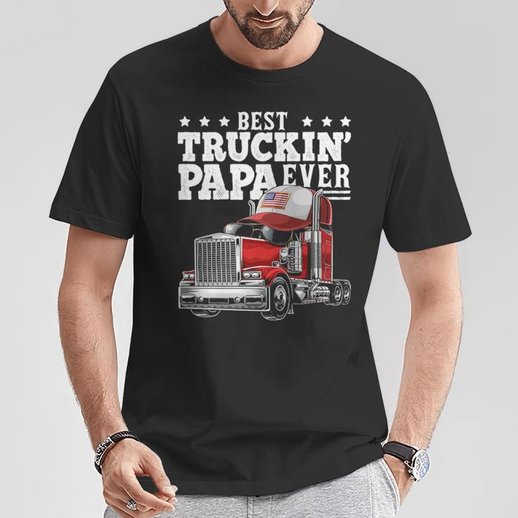 Best Truckin Papa Ever Big Rig Trucker Father's Day Gif T-Shirt Unique Gifts