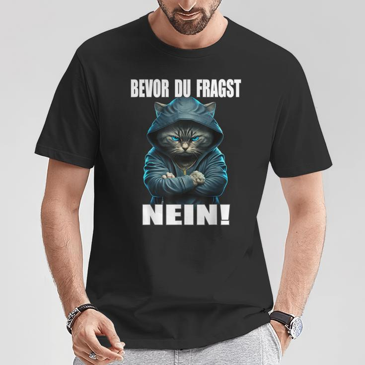 Bevor Du Fragst Nein Provokante Ironie Cat T-Shirt Lustige Geschenke