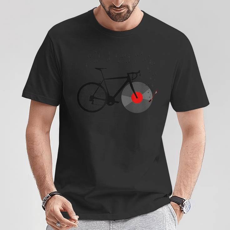 Bicycle Vinyl Record Player Bike Sound Music Notes T-Shirt Unique Gifts