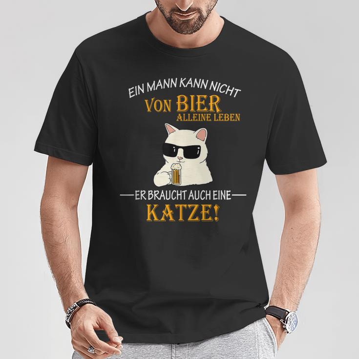 Bier Und Coole Katzen Lustiger Spruch Katzenbesitzer Papa T-Shirt Lustige Geschenke