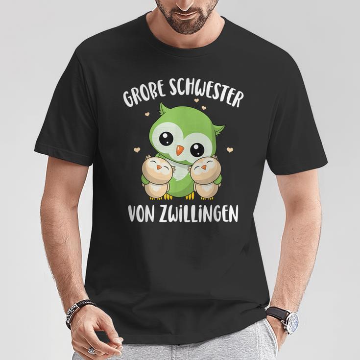 Big Schwester Von Zwillingen German Language T-Shirt Lustige Geschenke