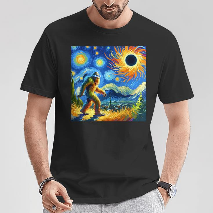 Bigfoot Glasses Total Solar Eclipse 2024 Van Gogh Bigfoot T-Shirt Unique Gifts