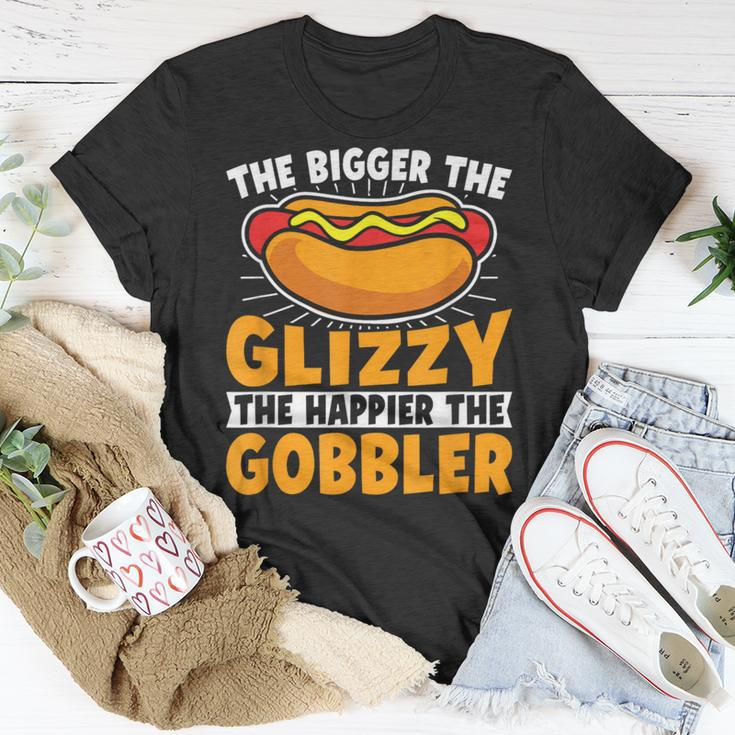The Bigger The Glizzy The Happier The Gobbler Hot Dog T-Shirt Unique Gifts