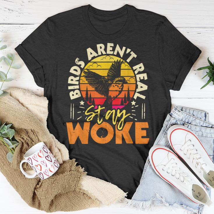 Birds Aren’T Real Stay Woke Birding Bird Watching Birder T-Shirt Unique Gifts