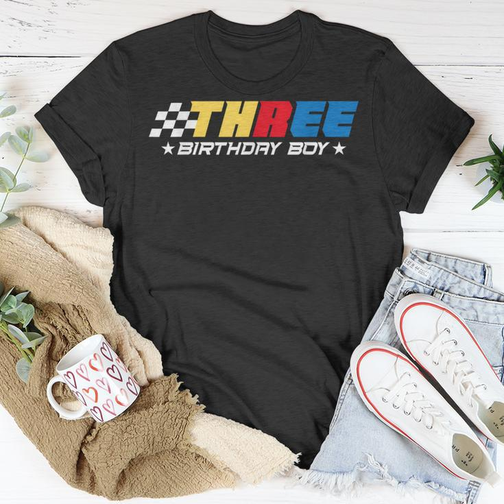 Birthday Boy 3 Three Race Car 3Rd Racing Pit Crew Driver T-Shirt Unique Gifts