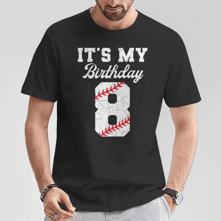 Birthday Boy 8 Baseball Its My 8Th Birthday Boys Girls T-Shirt Funny Gifts