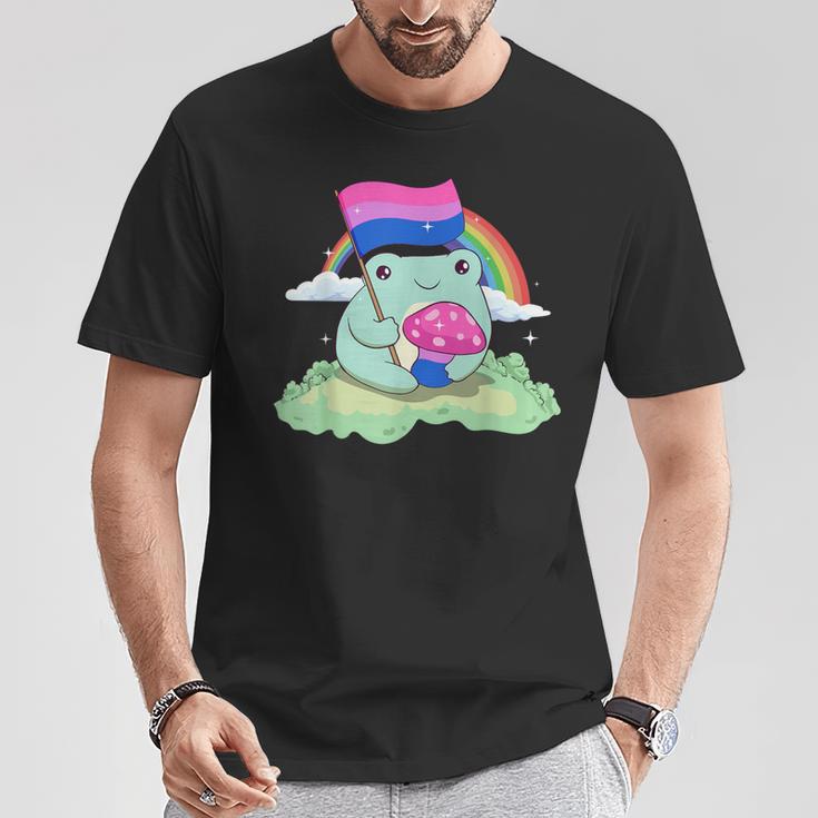 Bisexual Pride Bi Kawaii Frog Mushroom Bisexual Flag Lgbt T-Shirt Unique Gifts