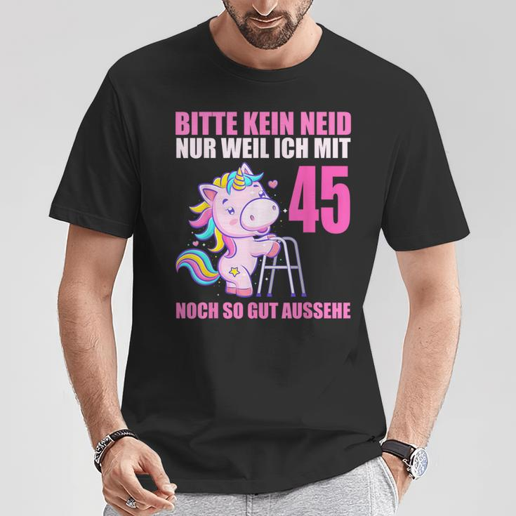 Bitte Kein Eneid Gut Aussehe 45 Jahre Unicorn 45Th Birthday T-Shirt Lustige Geschenke