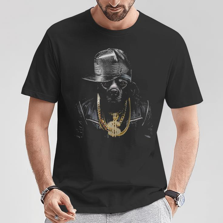 Black Pit Bull Rapper As Hip Hop Artist Dog T-Shirt Unique Gifts