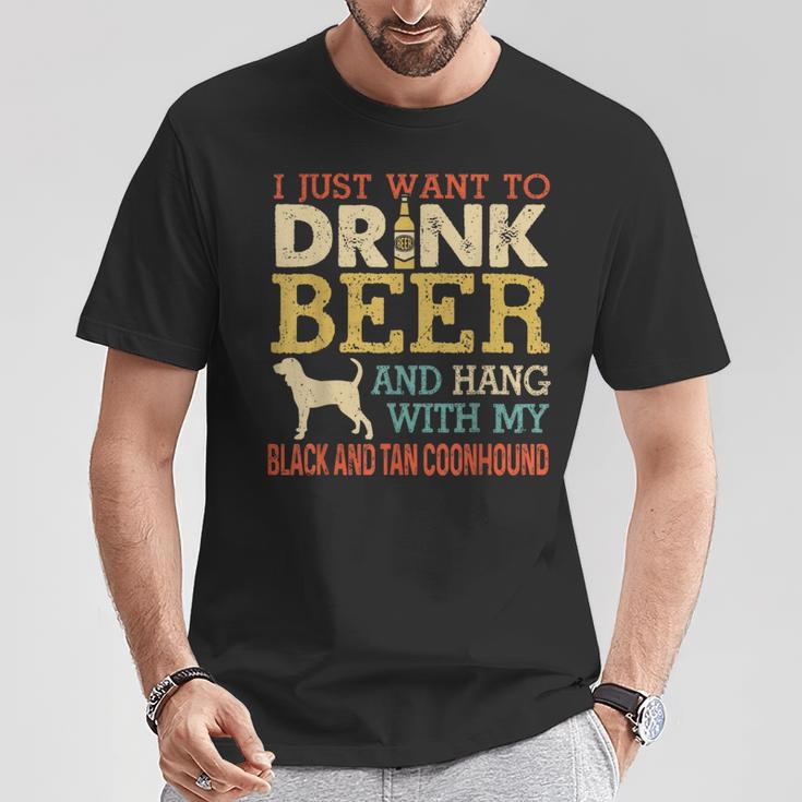 Black And Tan Coonhound Dad Drink Beer Hang With Dog T-Shirt Unique Gifts