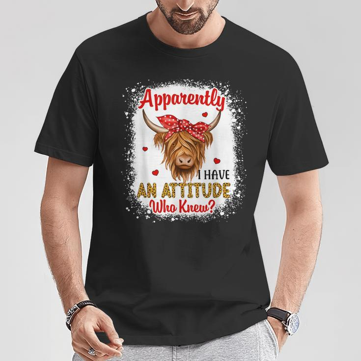 Bleached Highland Cow Apparently I Have An Attitude Who Knew T-Shirt Unique Gifts