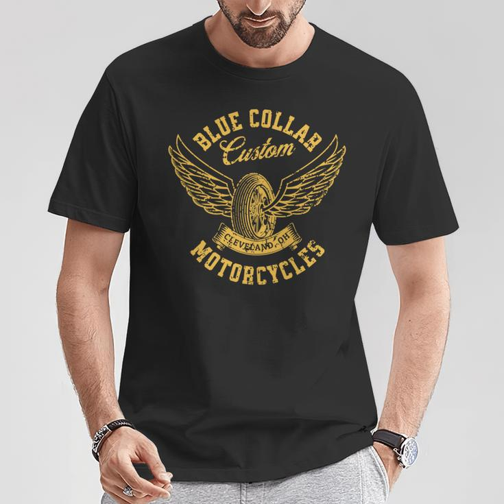 Blue Collar Custom Motorcycles Cleveland Ohio Vintage T-Shirt Unique Gifts