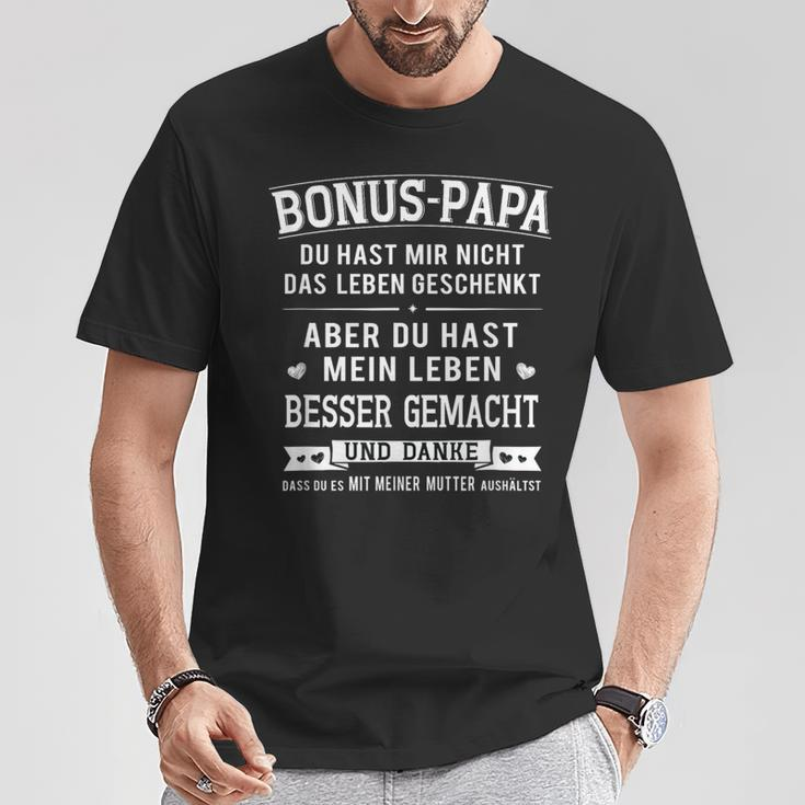 Bonus Papa Men’S Stepfather Leben Besser Gemacht German Text T-Shirt Lustige Geschenke