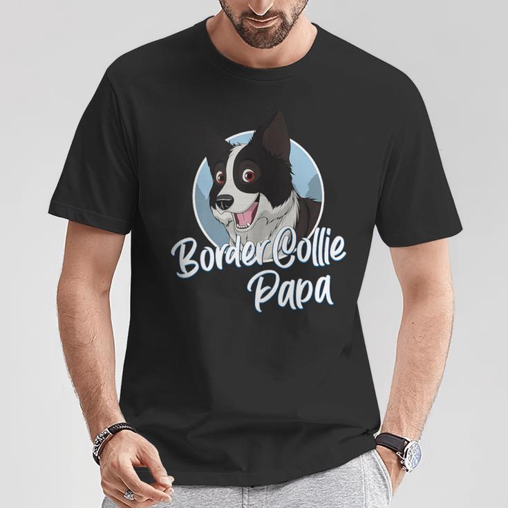 Border Collie Papa Mit Comic Zeichnung Herren T-Shirt Lustige Geschenke