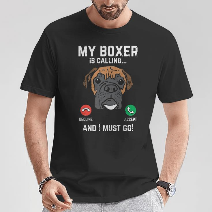 Boxer Is Calling I Must Go Animal Pet Dog Lover Gif T-Shirt Unique Gifts