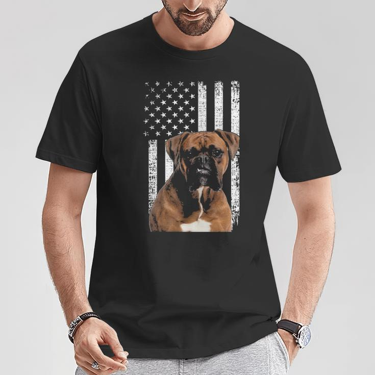 Boxer Dog American Flag Boxer Dad With Us Flag T-Shirt Unique Gifts