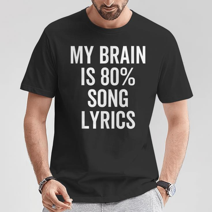 My Brain Is 80 Percent Song Lyrics Music Lover T-Shirt Unique Gifts