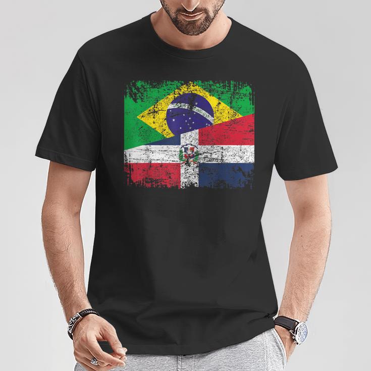 Brazil Dominican Republic Flags Half Dominican Brazilian T-Shirt Unique Gifts