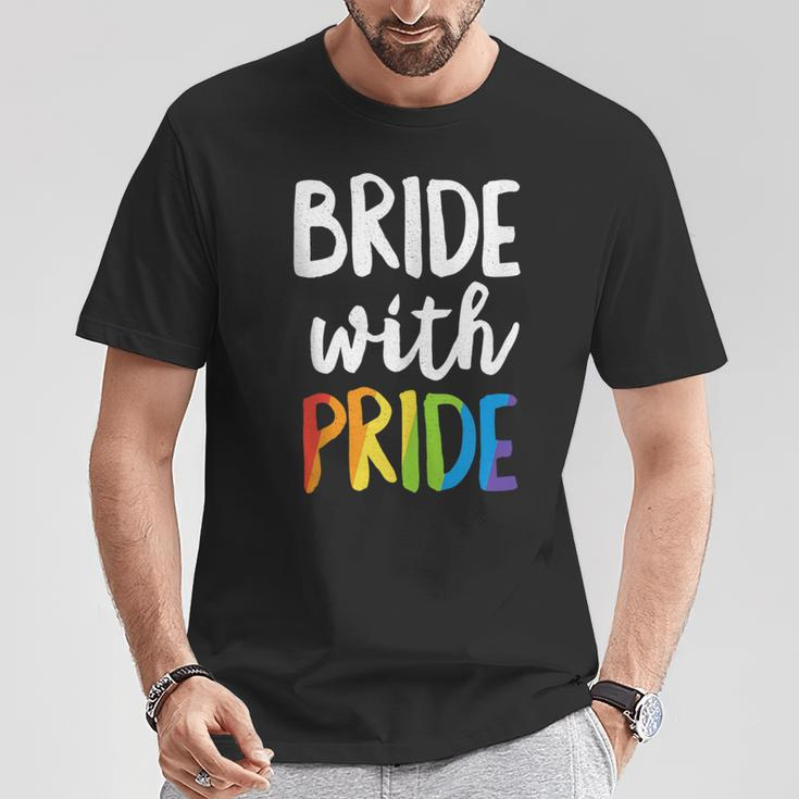 Bride With Pride Rainbow Lesbian Bachelorette Party Wedding T-Shirt Unique Gifts
