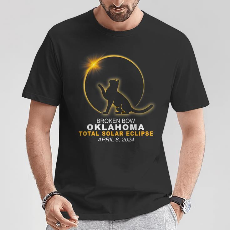 Broken Bow Oklahoma Cat Total Solar Eclipse 2024 T-Shirt Funny Gifts