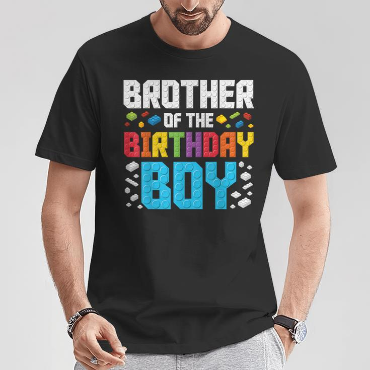 Brother Of The Birthday Boy Master Builder Building Blocks T-Shirt Funny Gifts