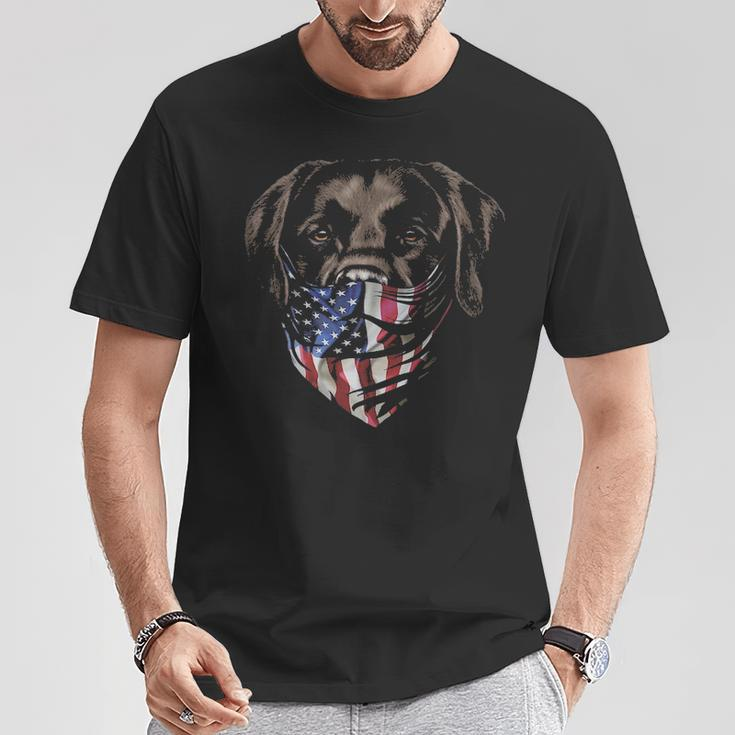 Brown Labrador In Patriotic Usa America Bandana Dog T-Shirt Unique Gifts